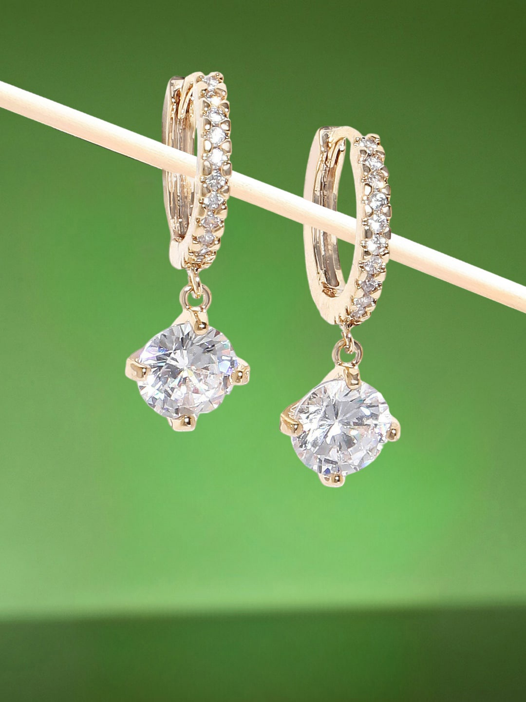 

OOMPH Contemporary Cubic Zirconia Hoop Earrings, Gold