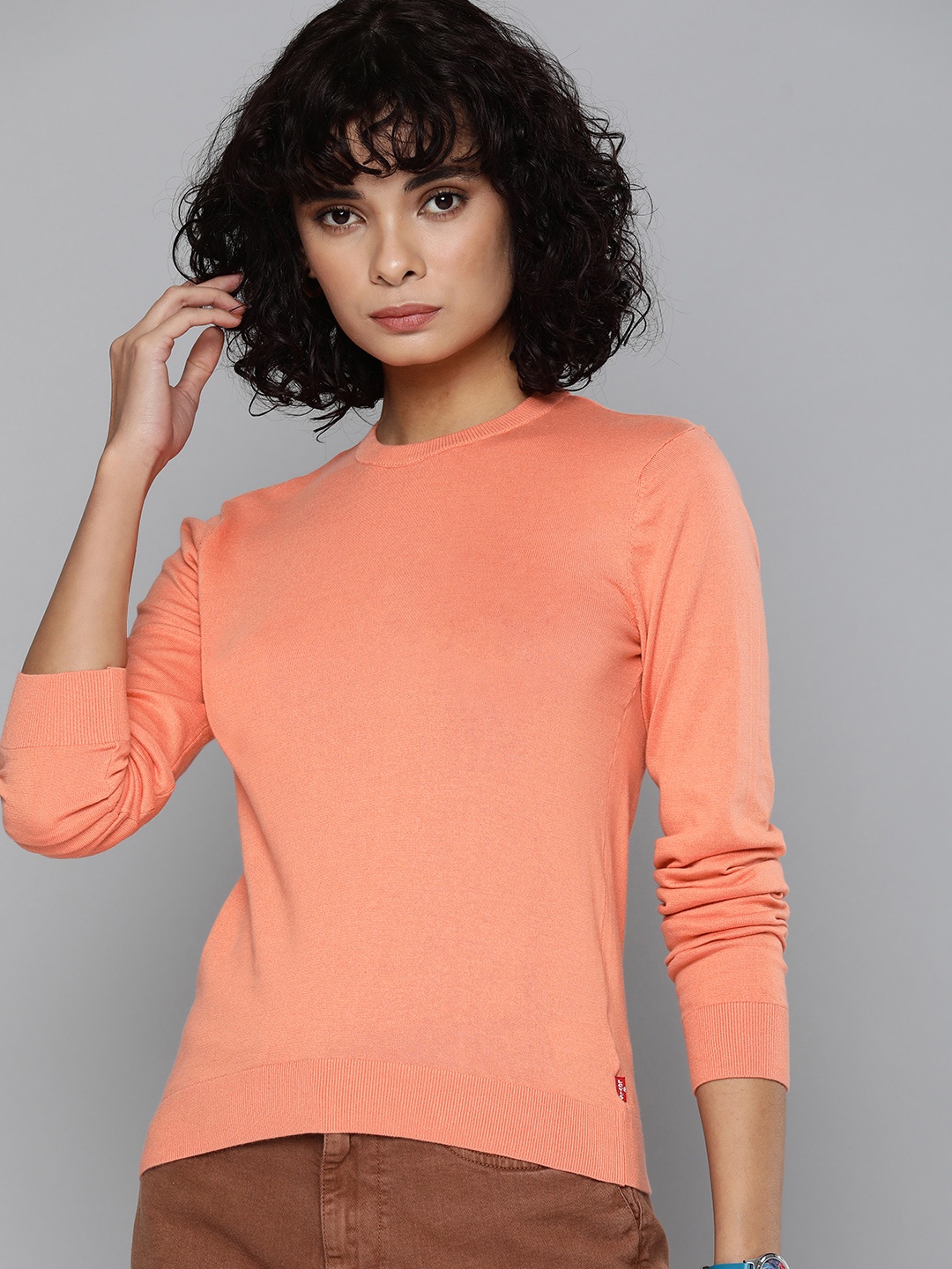 

Levis Pure Cotton Full Sleeves Knitted Top, Orange