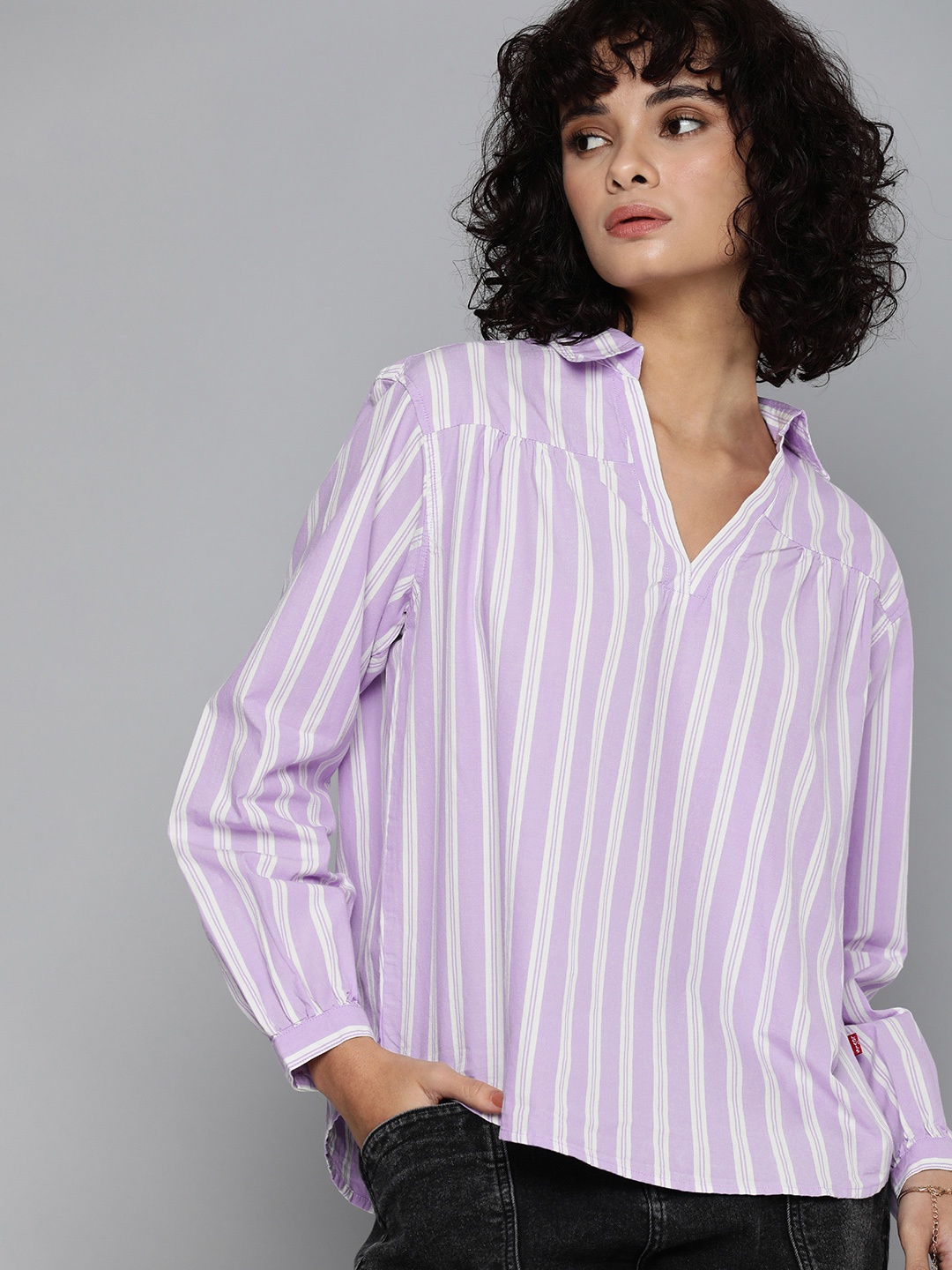 

Levis Striped Pure Cotton Top, Purple