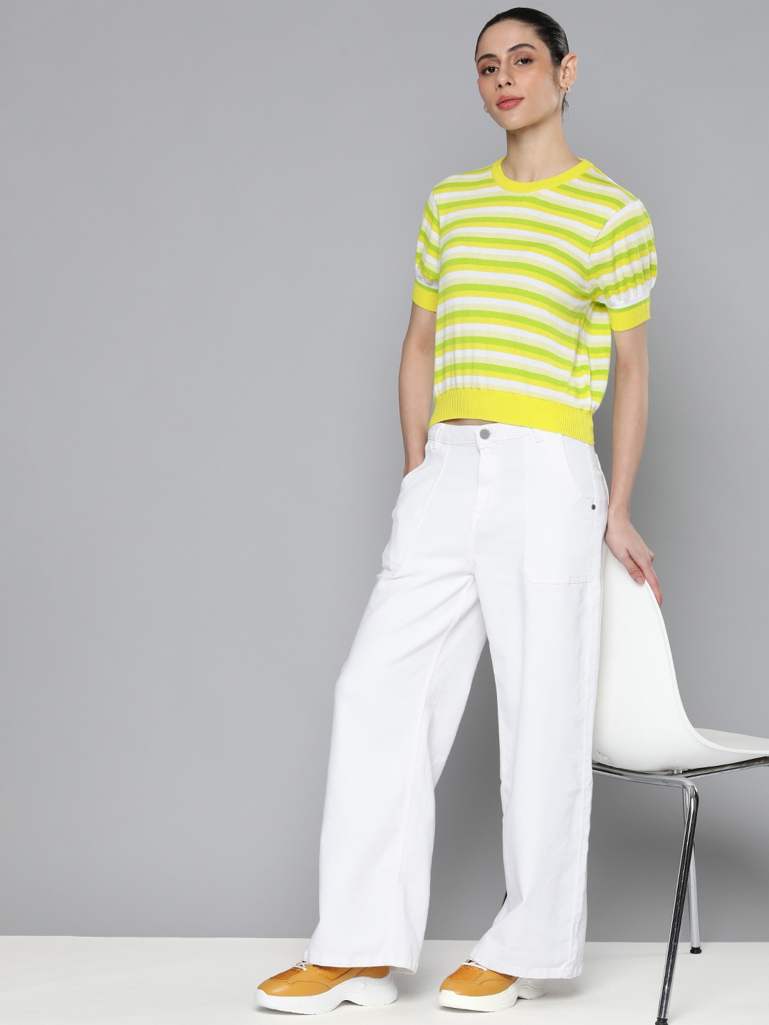 

Levis Puff Sleeve Striped Blouson Top, Yellow