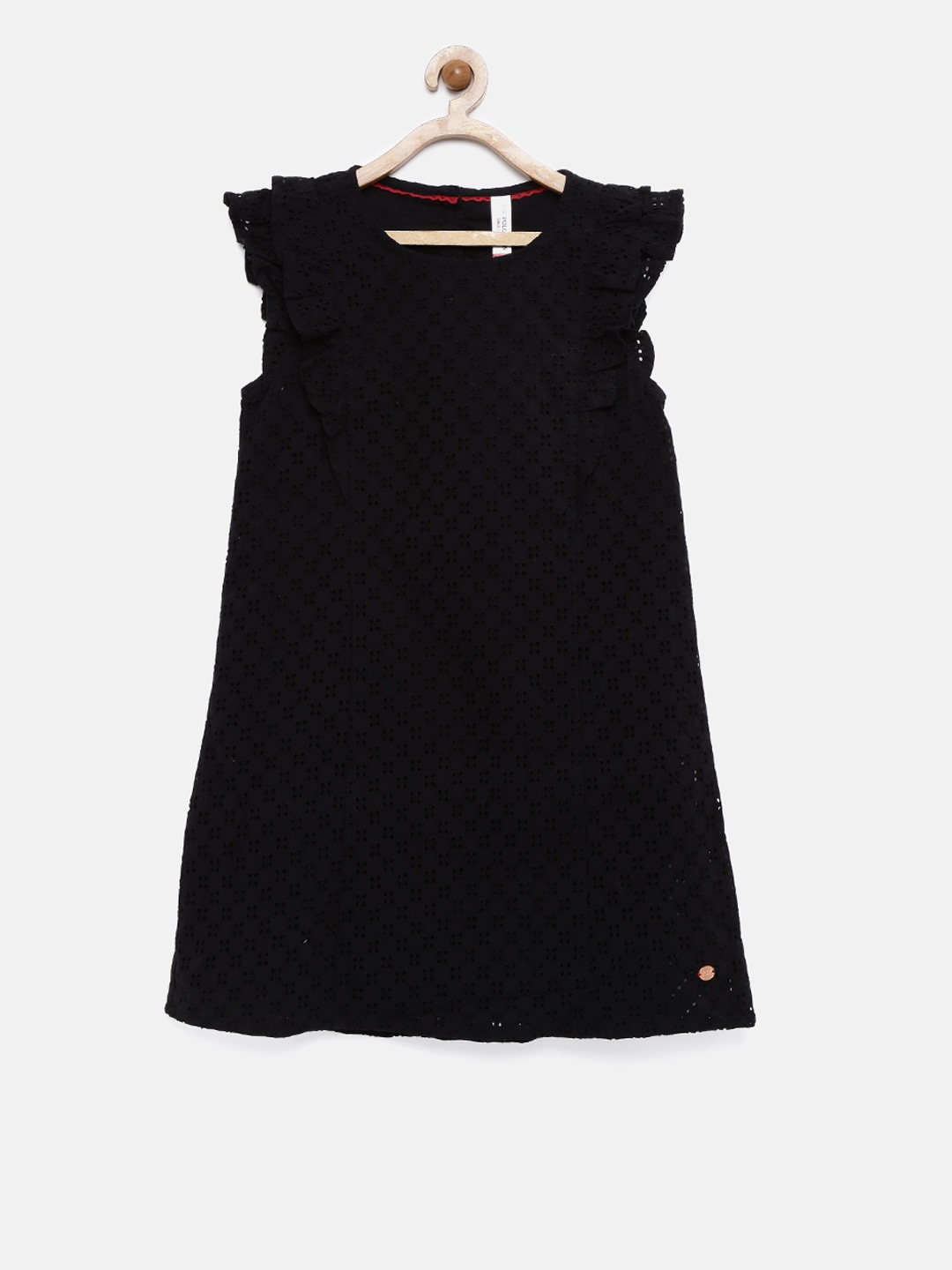 

U.S. Polo Assn. Kids Girls Black Solid A-line Dress