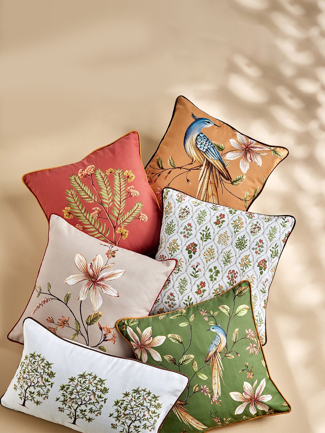 

Home Centre Medley Dastkari Beige & Green Floral Square Cushion Cover