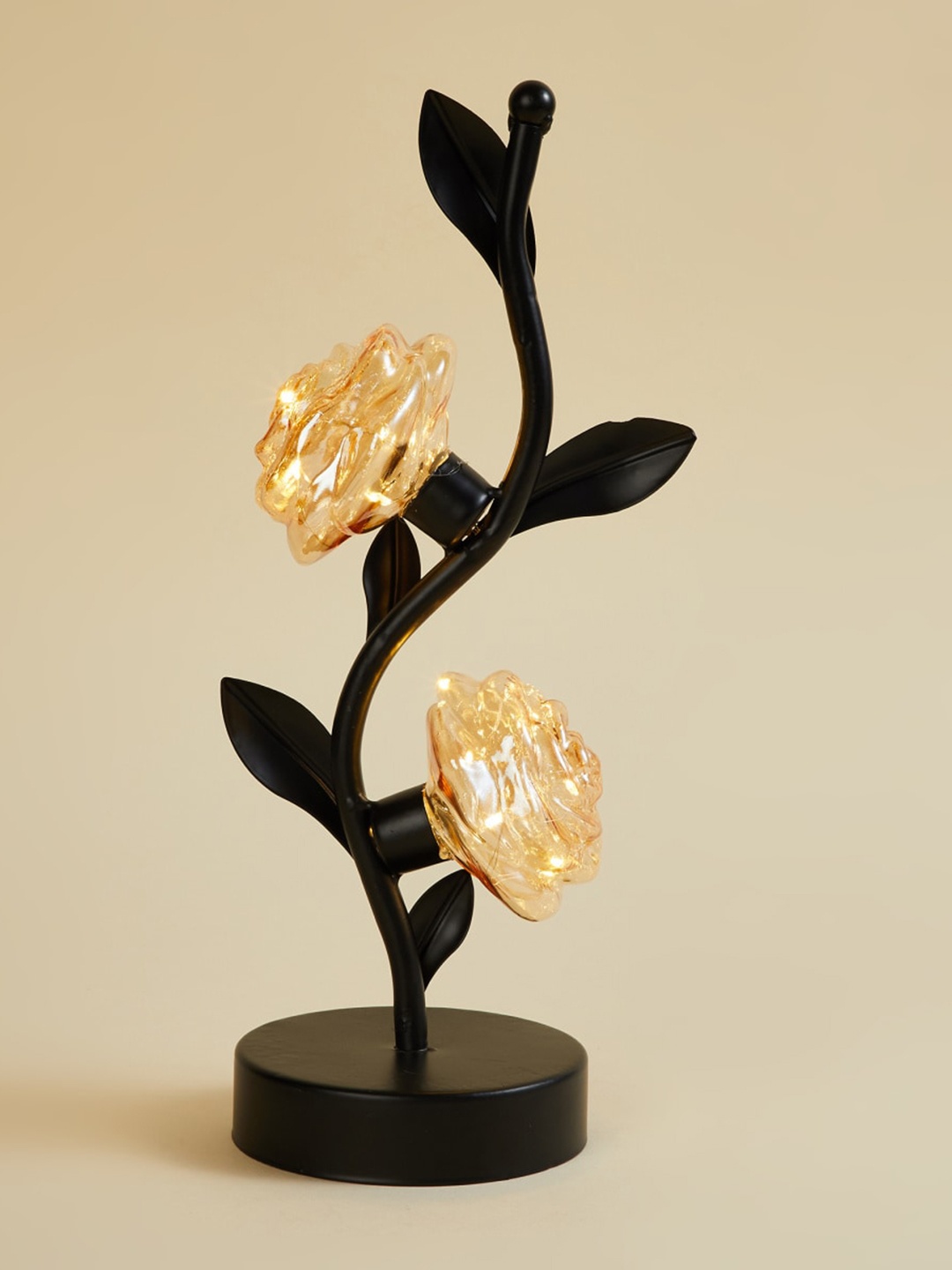 

Home Centre Serene New Black & Beige Glass Flower On Stand LED Table Lamp