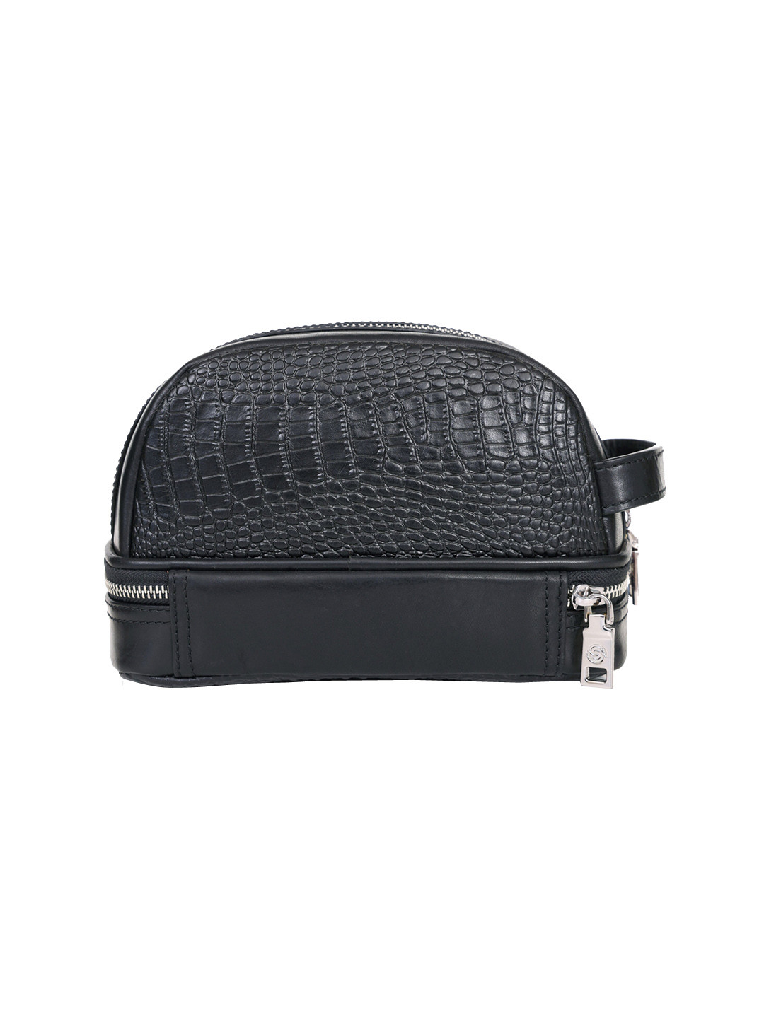 

SILVER STREET LONDON Croc Textured Leather Toiletry Kit, Black