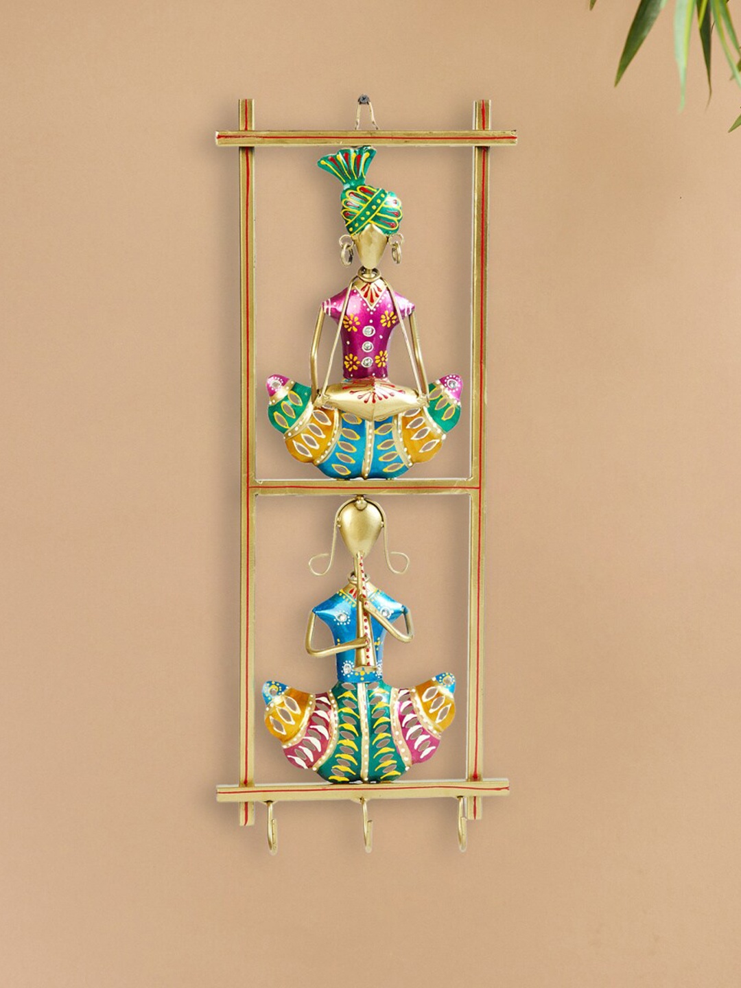 

Home Centre Corsica Mystic India Pink Musicians Wall Decor, Gold