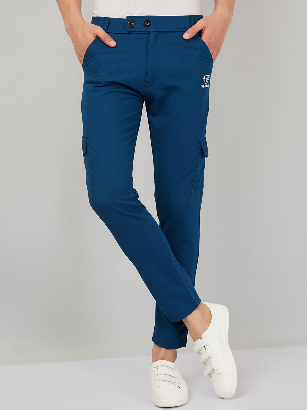 

WE PERFECT Men Relaxed Cotton Cargos Trousers, Blue