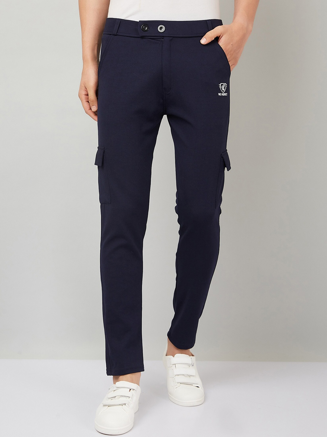 

WE PERFECT Men Relaxed Cotton Cargos Trousers, Navy blue