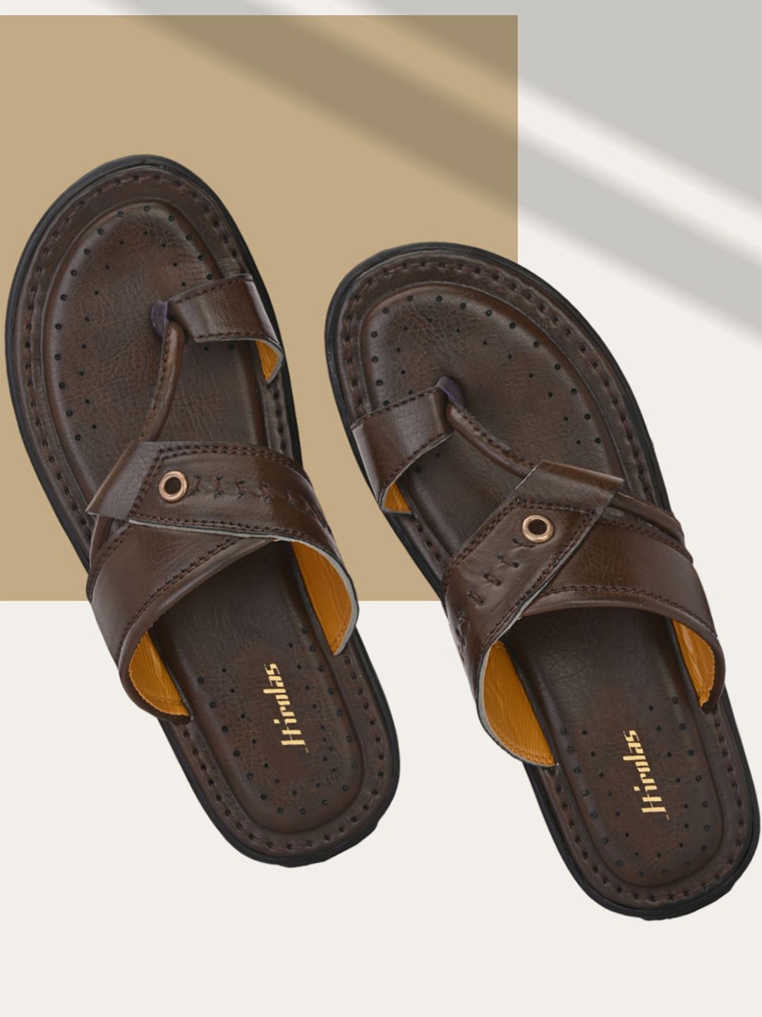 

HIROLAS Men Textured One Toe Comfort Sandals, Brown