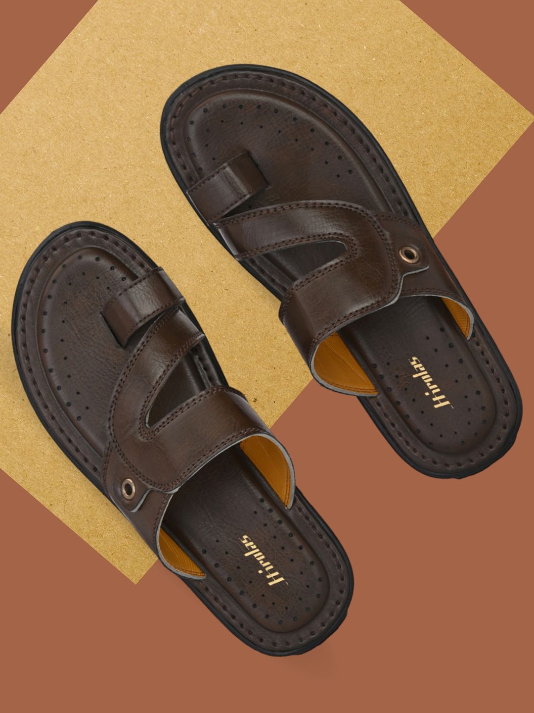 

HIROLAS Men One Toe Comfort Sandals, Brown