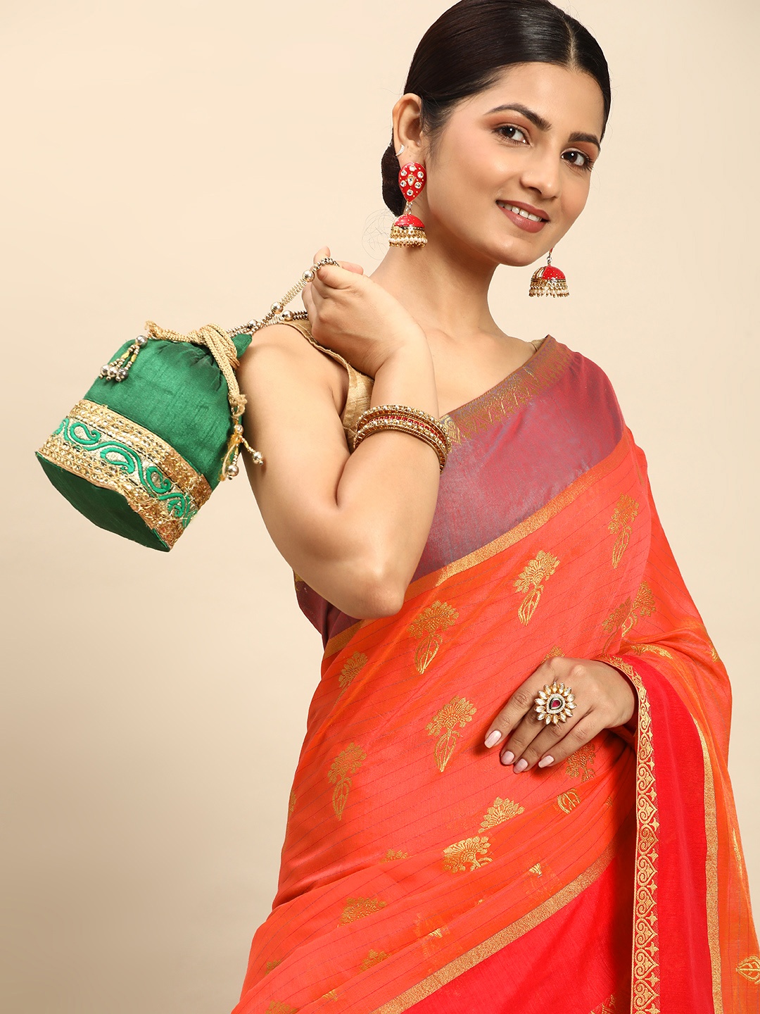 

Mitera Ethnic Motifs Zari Saree, Pink