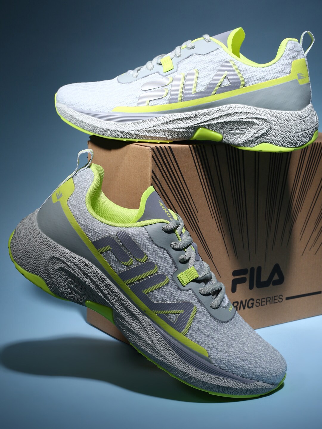 

FILA Women Mesh Lace-Up Running Shoes, Grey