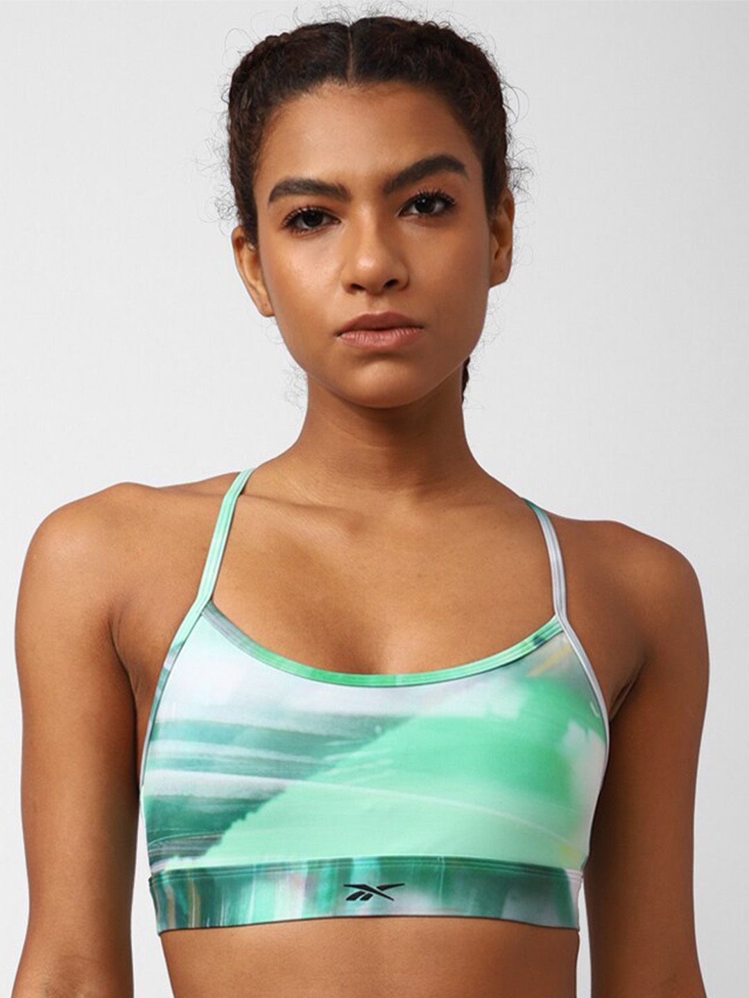 

Reebok Logo Printed Fitness Lux Skinny Sports Bra, Blue