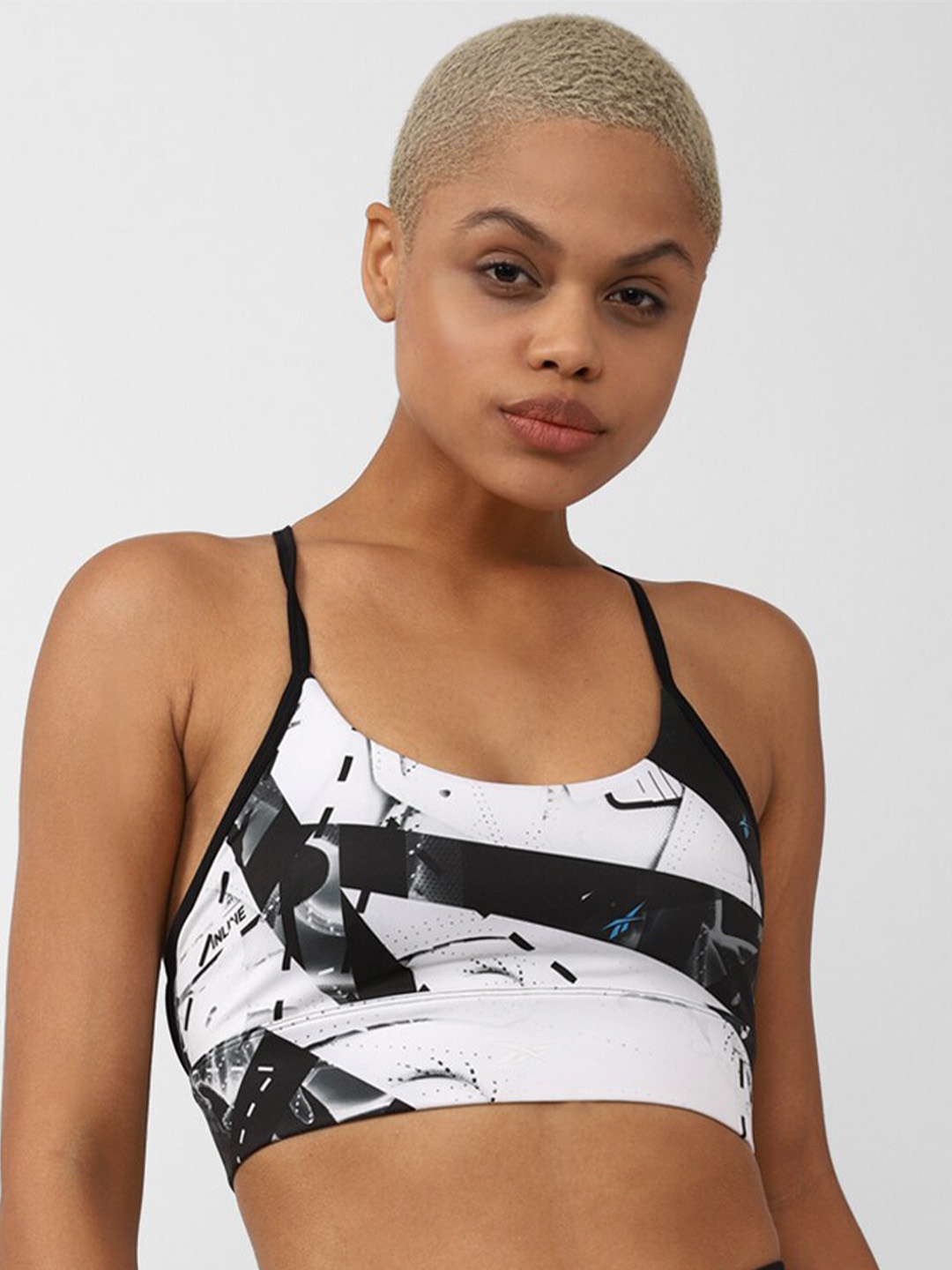 

Reebok Printed Non-Padded Training Workout Ready Low Impact Sports Bra, Black