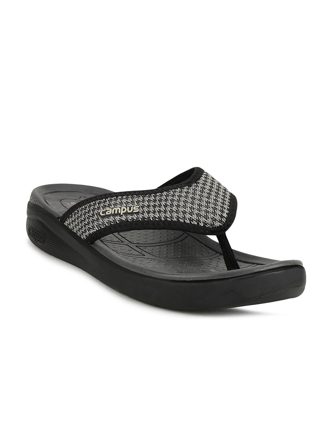 

Campus Men Printed Thong Flip-Flops, Black