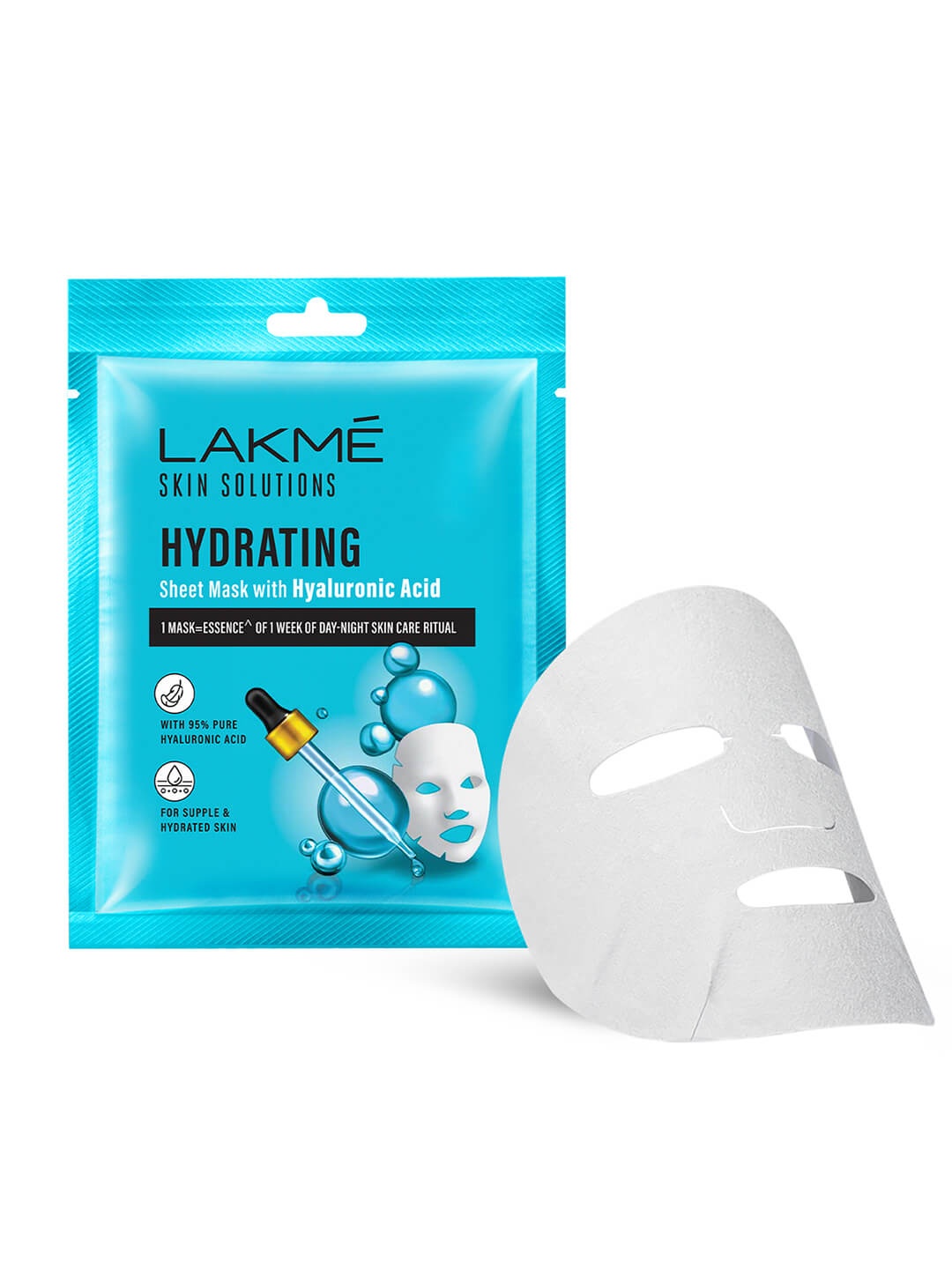 

Lakme Skin Solutions Hydrating Sheet Mask with Hyaluronic Acid - 25ml, Blue