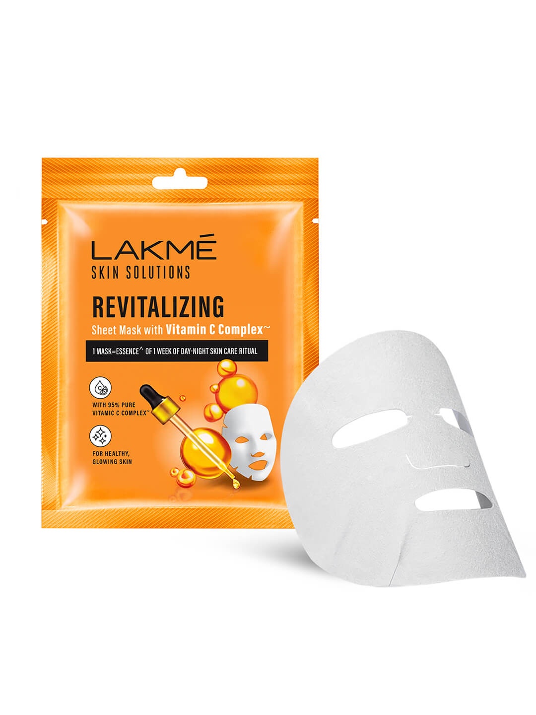 

Lakme Skin Solutions Revitalizing Sheet Mask with Vitamin C Complex - 25ml, Orange