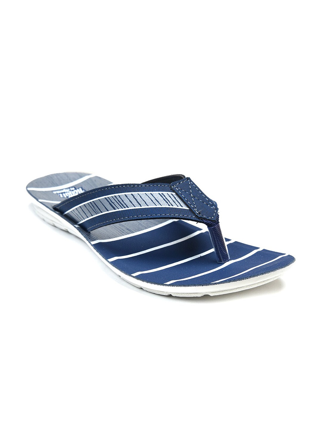 

Ajanta Men Striped Rubber Thong Flip-Flops, Navy blue