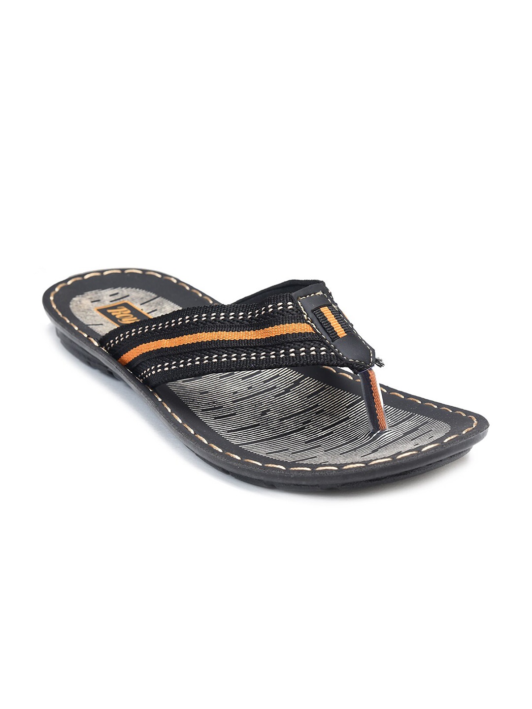 

Ajanta Men Striped Comfort Sandals, Black