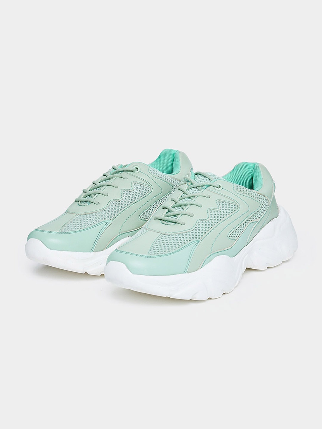 

Styli Women Green Woven Design Sneakers