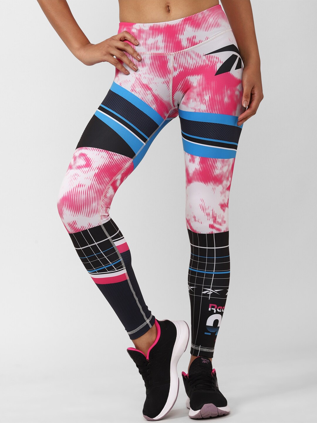 

Reebok Training MYT All Over Printed Tights, Pink