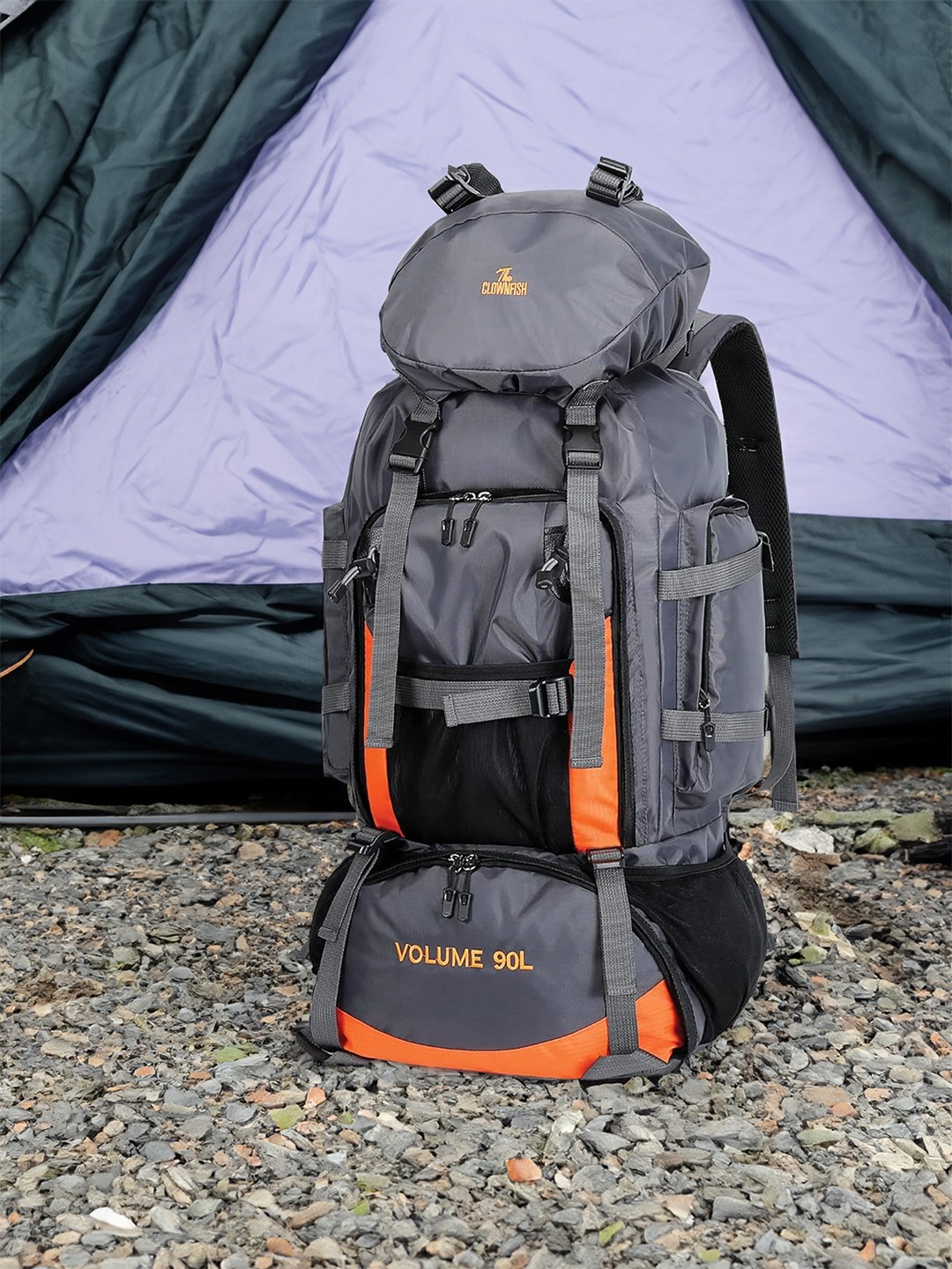 

THE CLOWNFISH Colourblocked Mountaineering Outdoor Sports Backpack, Grey