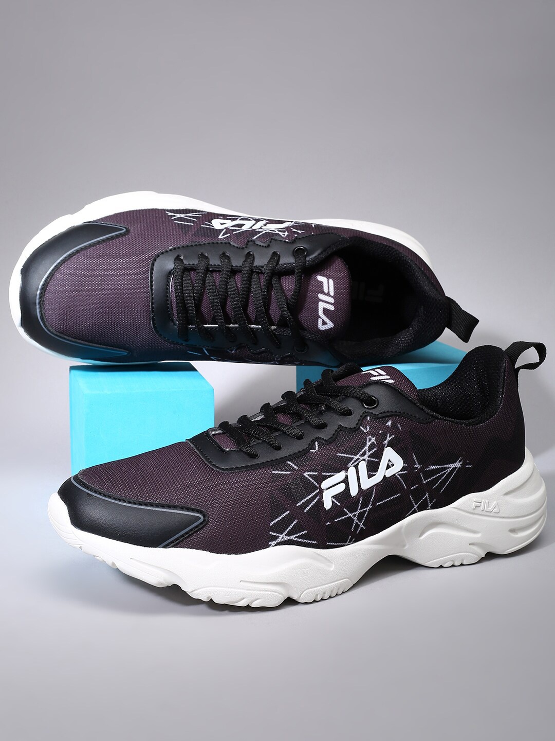 

FILA Men Mesh & Marking Running Shoes, Purple