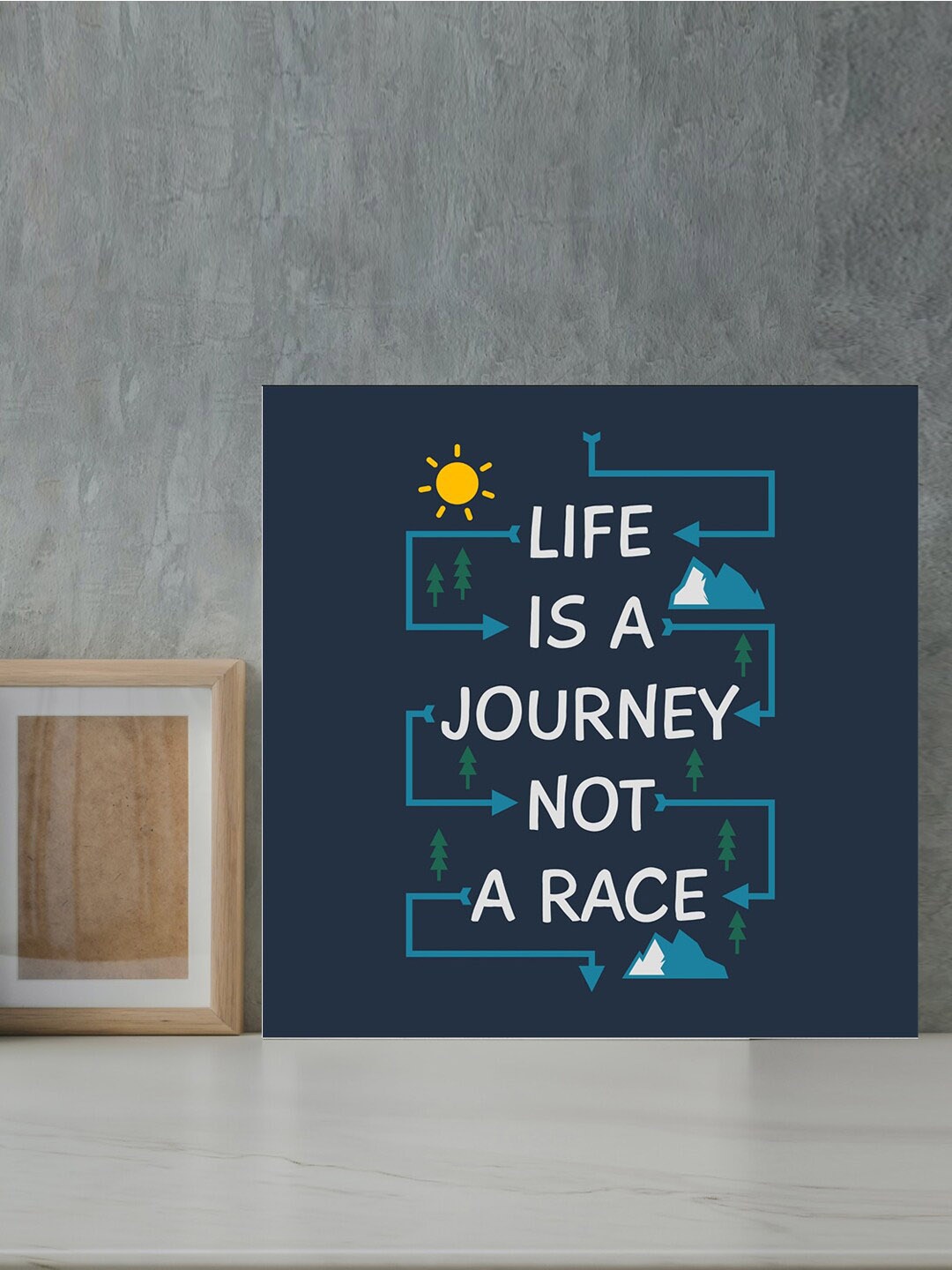 

Gallery99 White & Blue Life is a Journey not a Race Printed Framed Wall Art