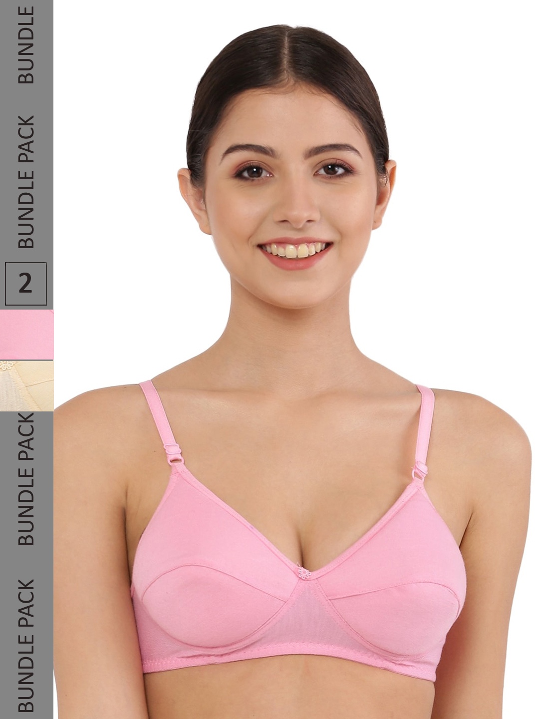 

Piylu Pack Of 2 Everyday Bra With Full Coverage Lightly Padded All Day Comfort, Pink