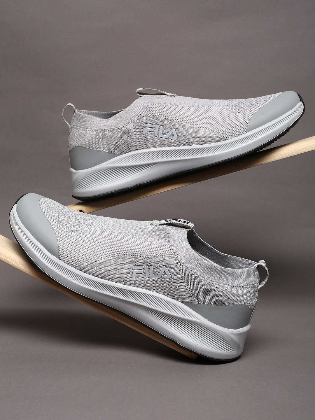 

FILA Men Textured Slip-On Casual Sneakers, Grey