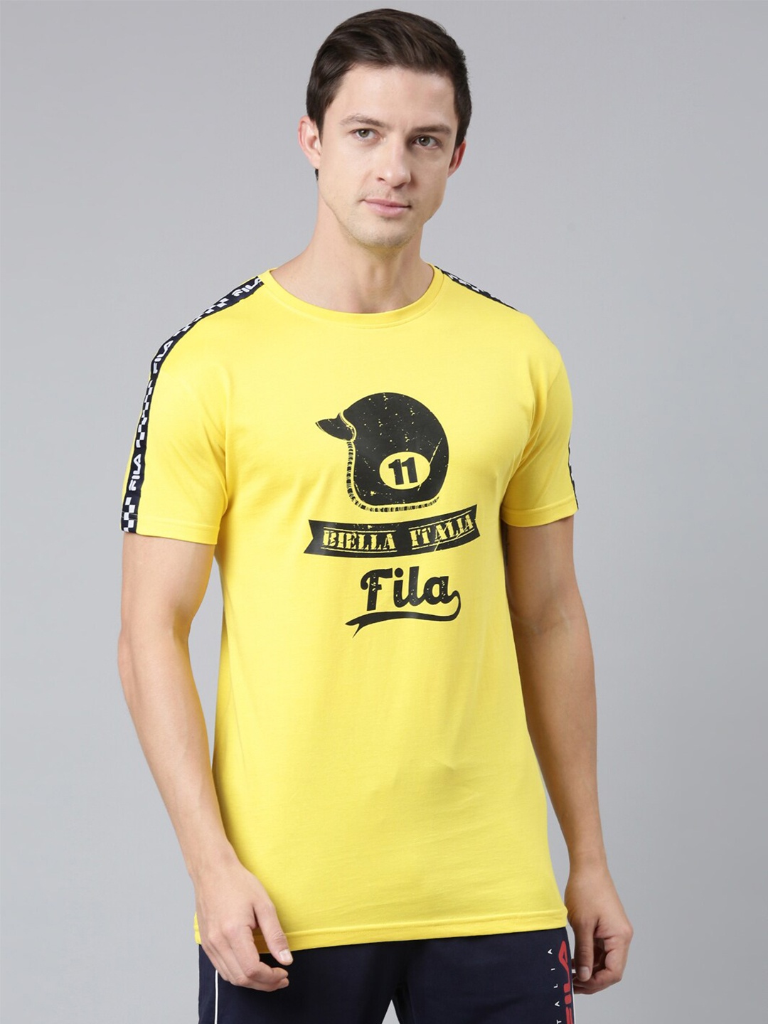 

FILA Typography Printed Round Neck Organic Cotton T-shirt, Yellow