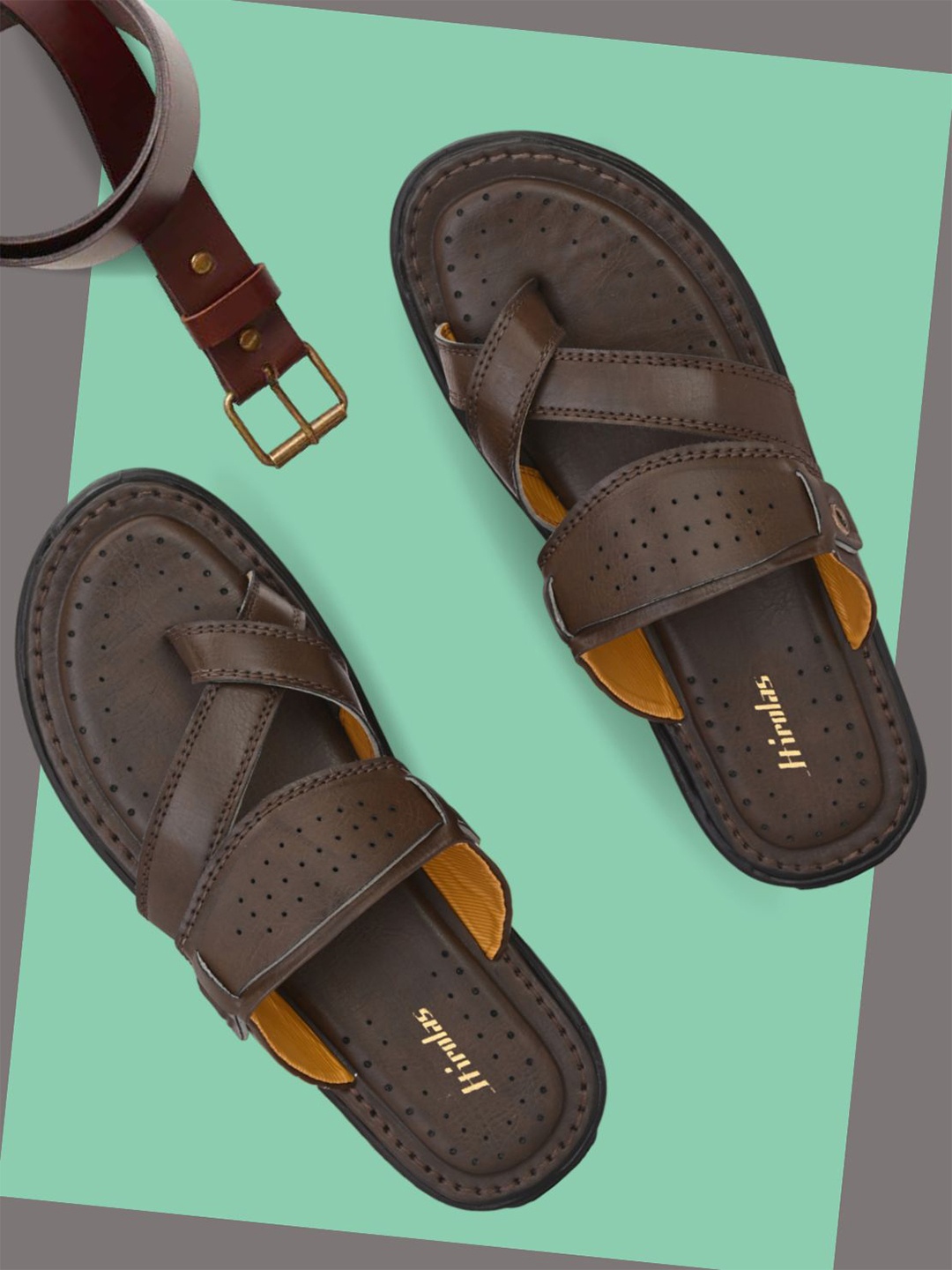 

HIROLAS Men One Toe Comfort Sandals, Brown