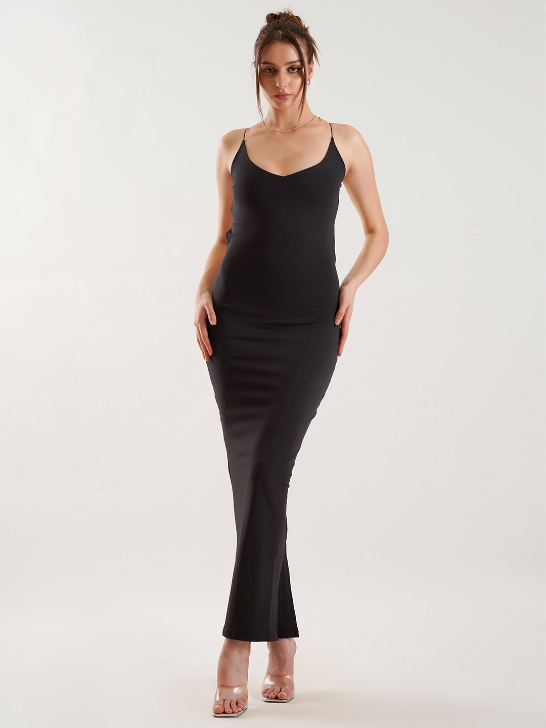 

Outcast Shoulder Strap Bodycon Maxi Dress, Black