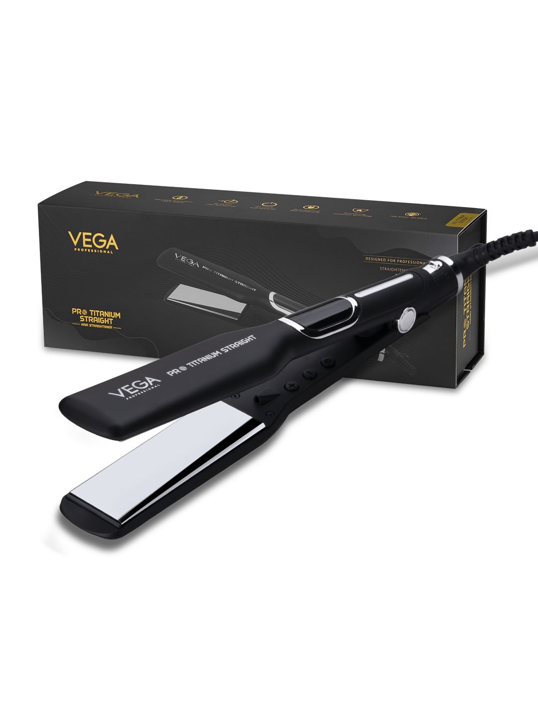 

VEGA PROFESSIONAL VPPHS-03 Pro Titanium Straight Hair Straightener - Black