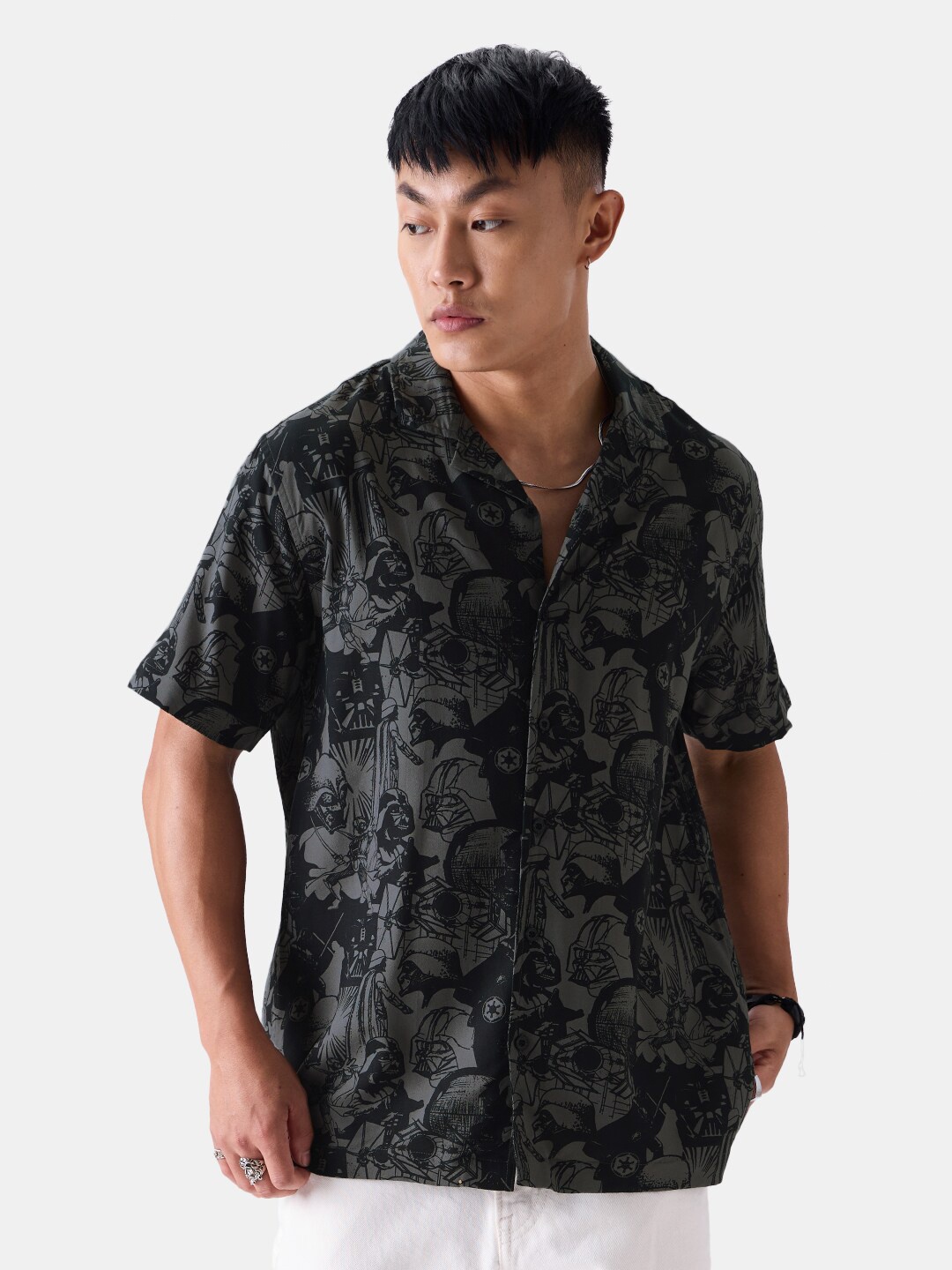 

The Souled Store Grey & Black Printed Casual Shirt