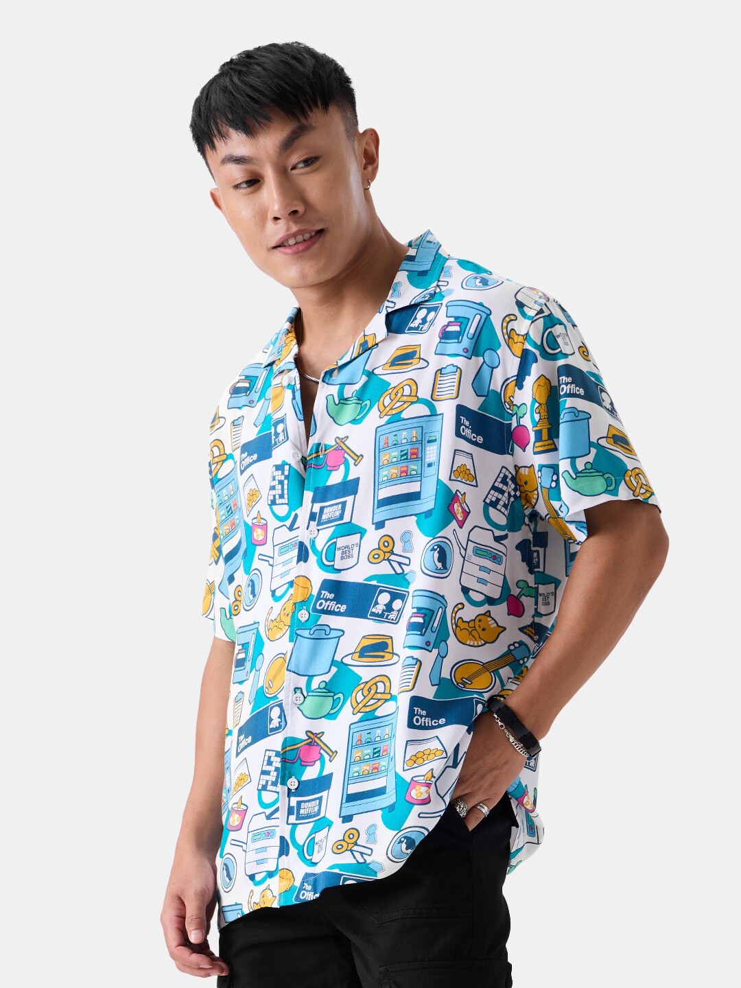 

The Souled Store Blue Graphic Printed Casual Shirt, White
