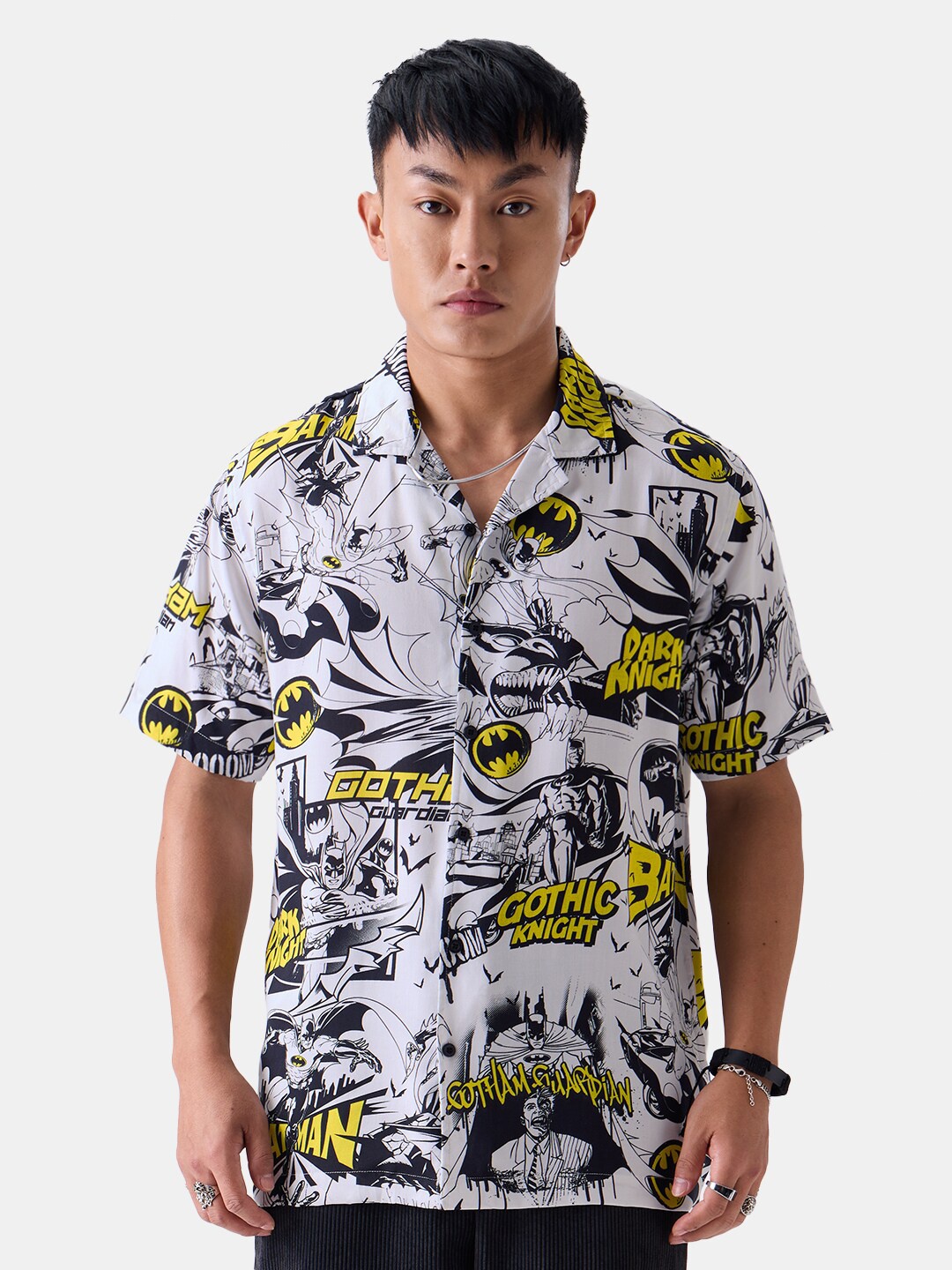 

The Souled Store White Bat Man Graphic Printed Casual Shirt