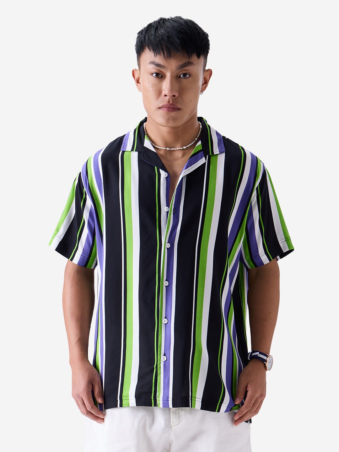 

The Souled Store Black Vertical Striped Casual Shirt