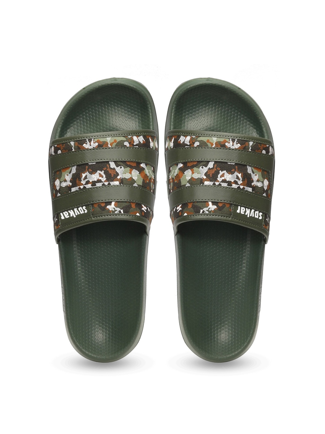 

SPYKAR Men Printed Sliders, Olive