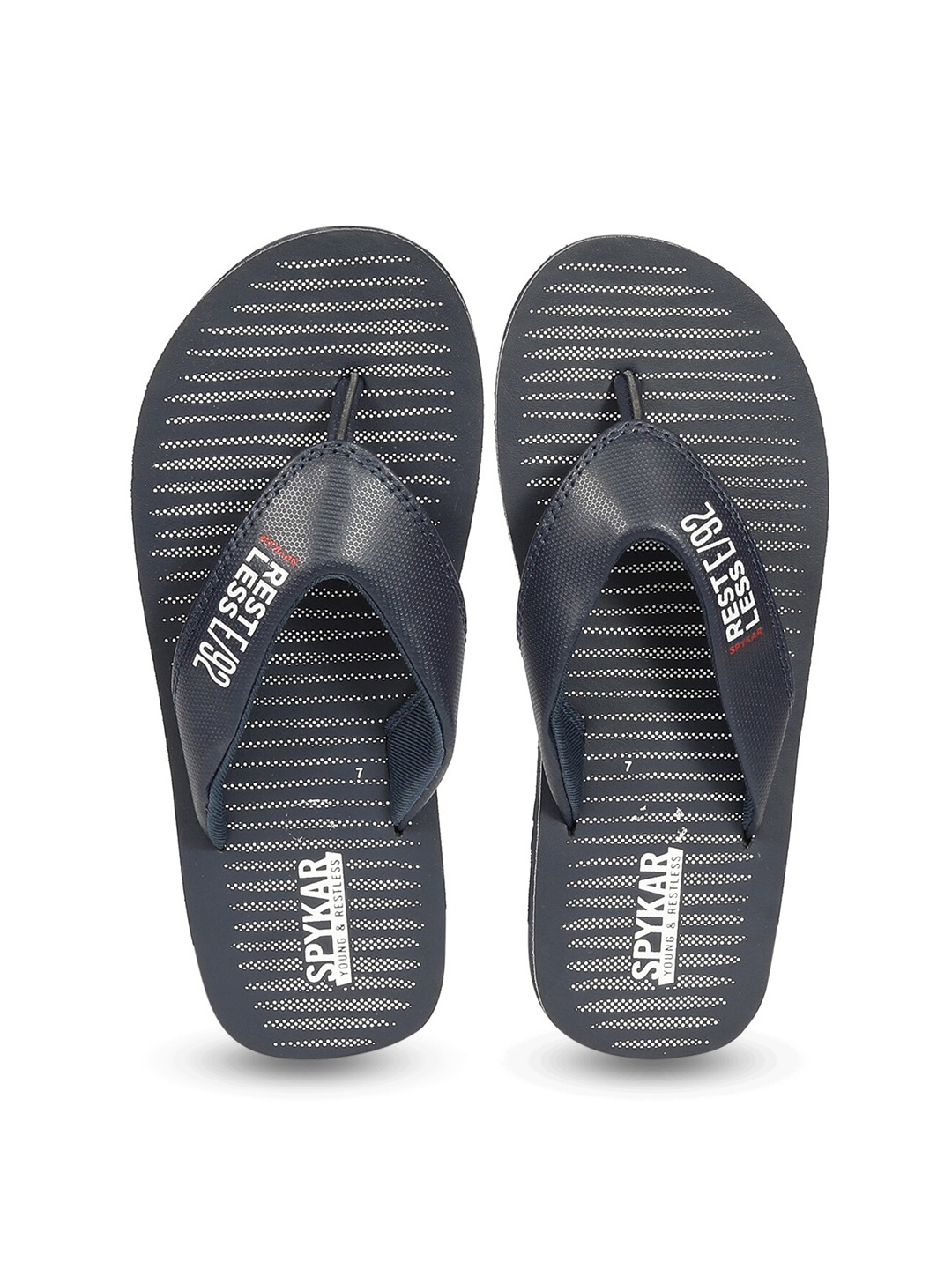 

SPYKAR Men Printed Thong Flip-Flops, Navy blue