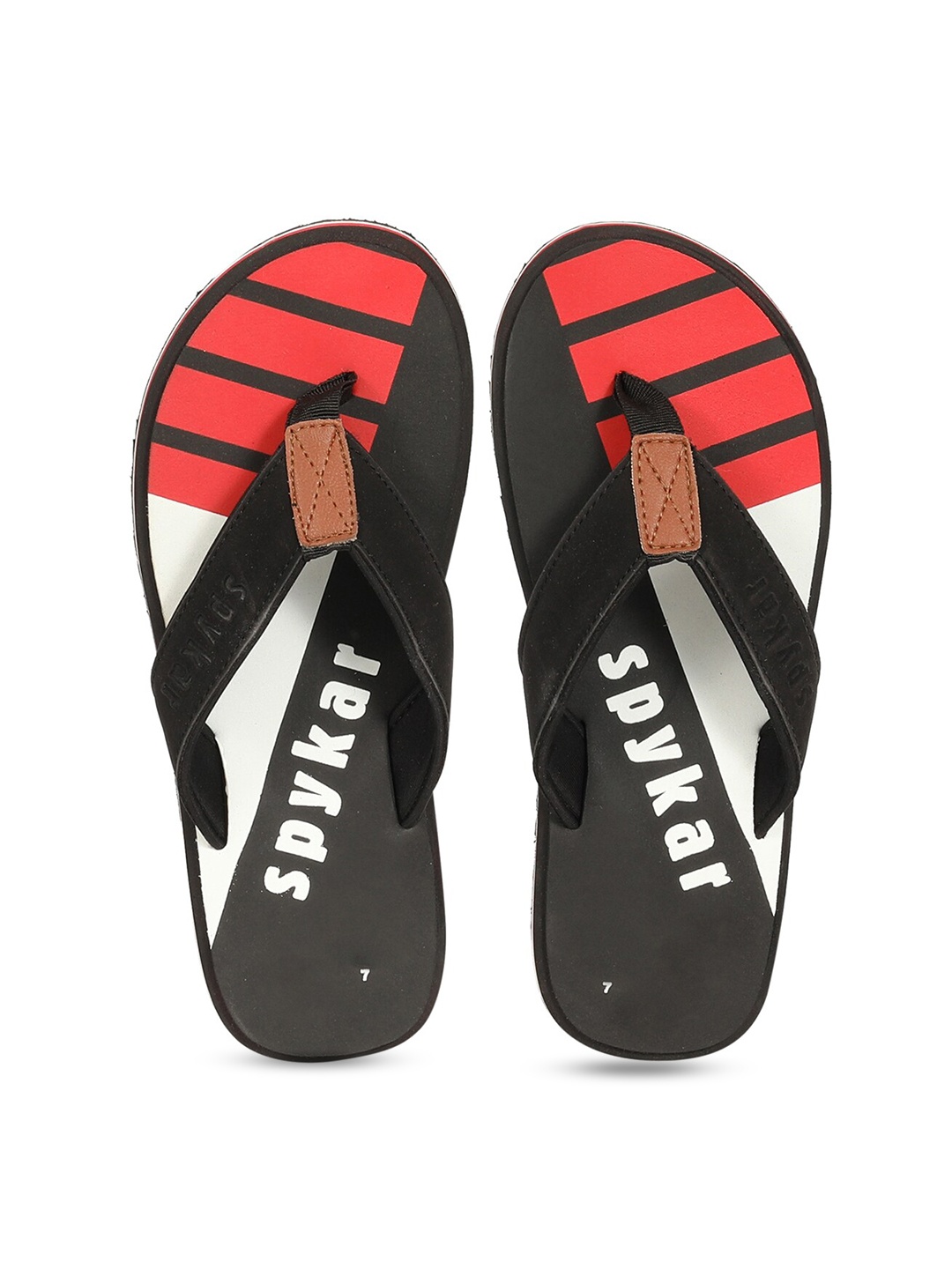 

SPYKAR Men Striped Thong Flip-Flops, Black
