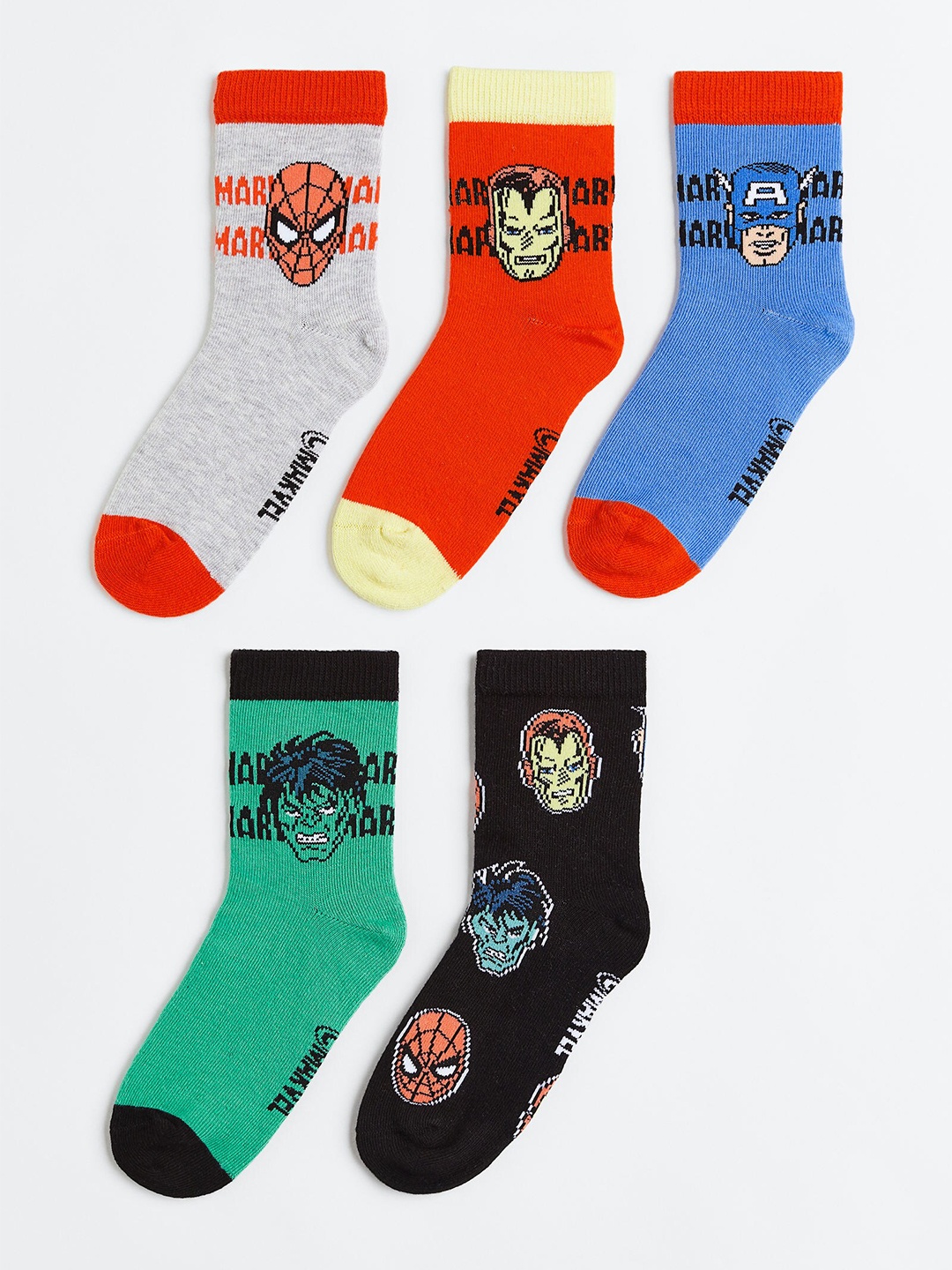 

H&M Boys 5-Pack Patterned Socks, Black