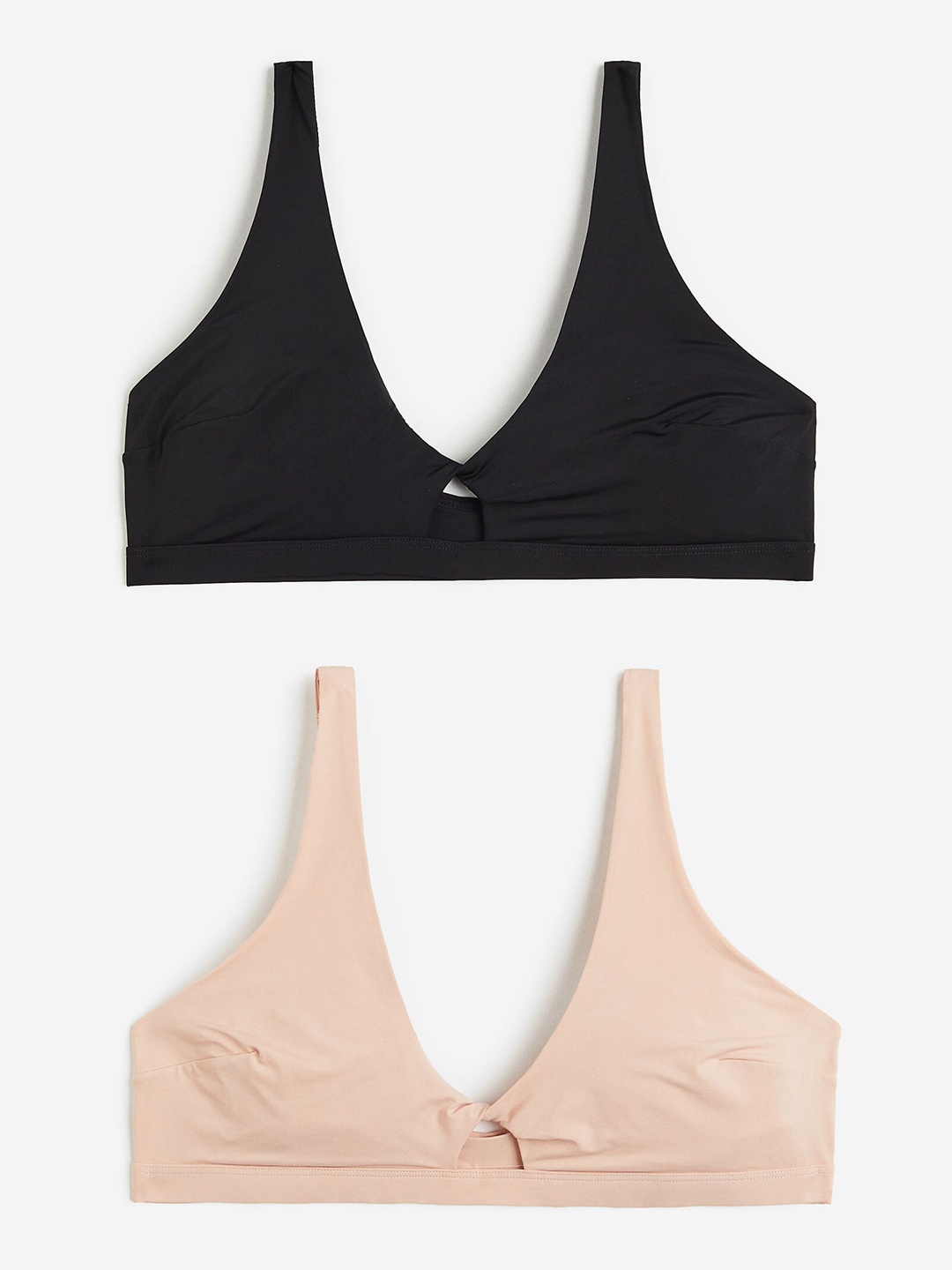 

H&M 2-Pack Soft Microfibre Bras, Beige