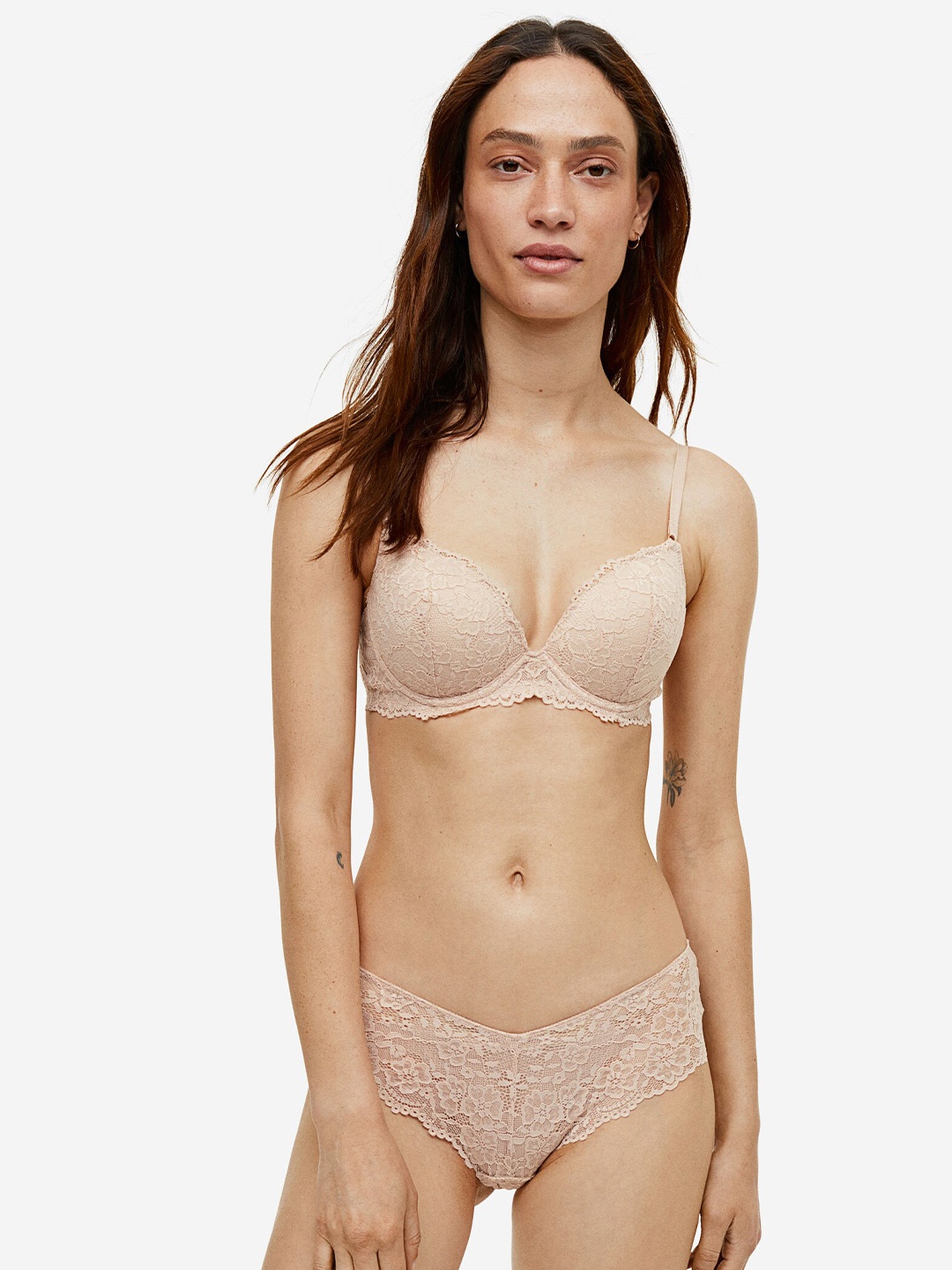 

H&M Lace Super Push-Up Bra, Beige