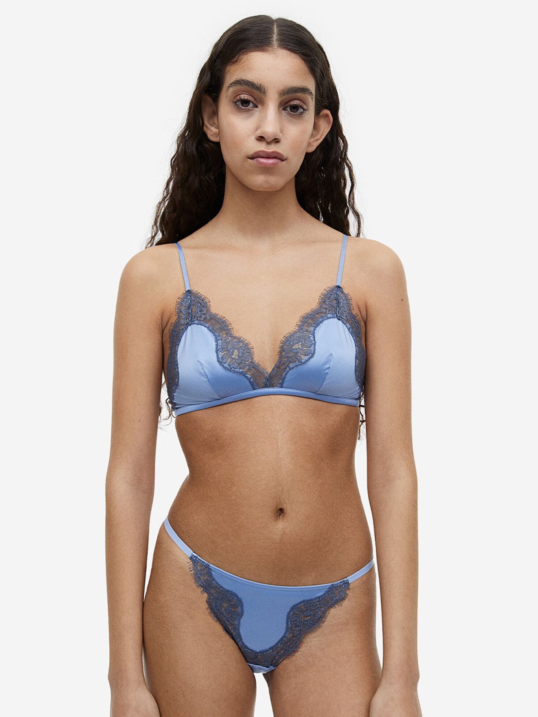 

H&M Soft Satin Bra, Blue