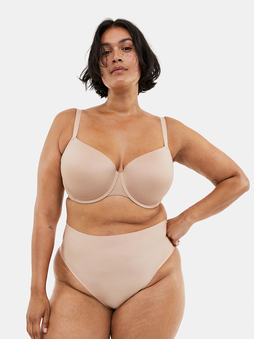 

H&M 2-Pack Microfibre Padded Underwired Bras, Beige