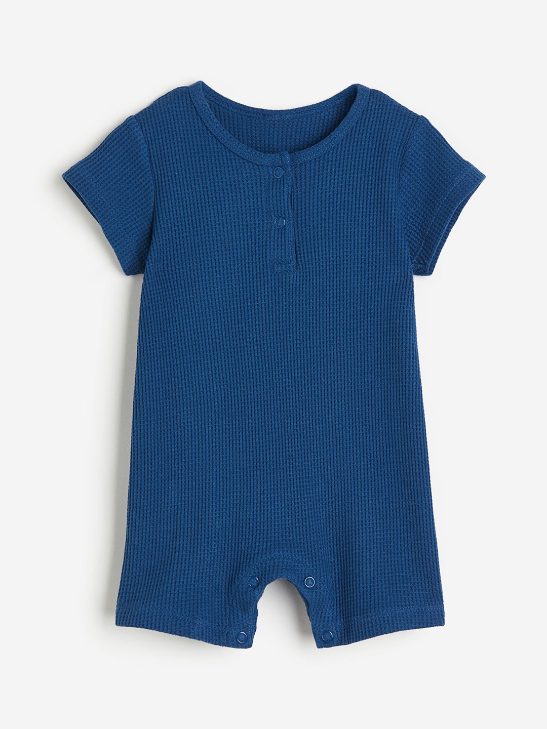 

H&M Infant Boys Waffled Pure Cotton Romper Suit, Blue