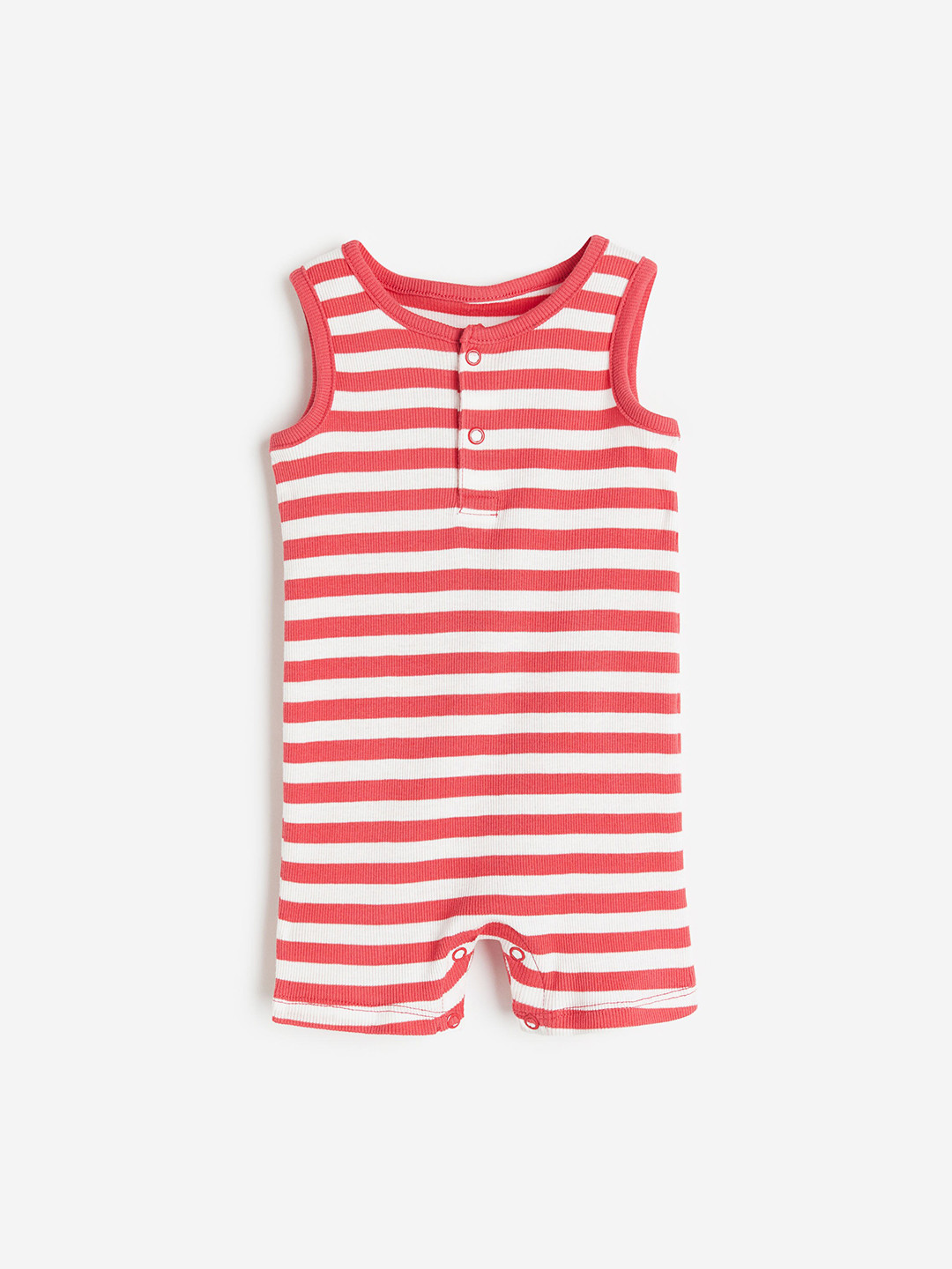 

H&M Infant Boys Ribbed Pure Cotton Romper Suit, Red