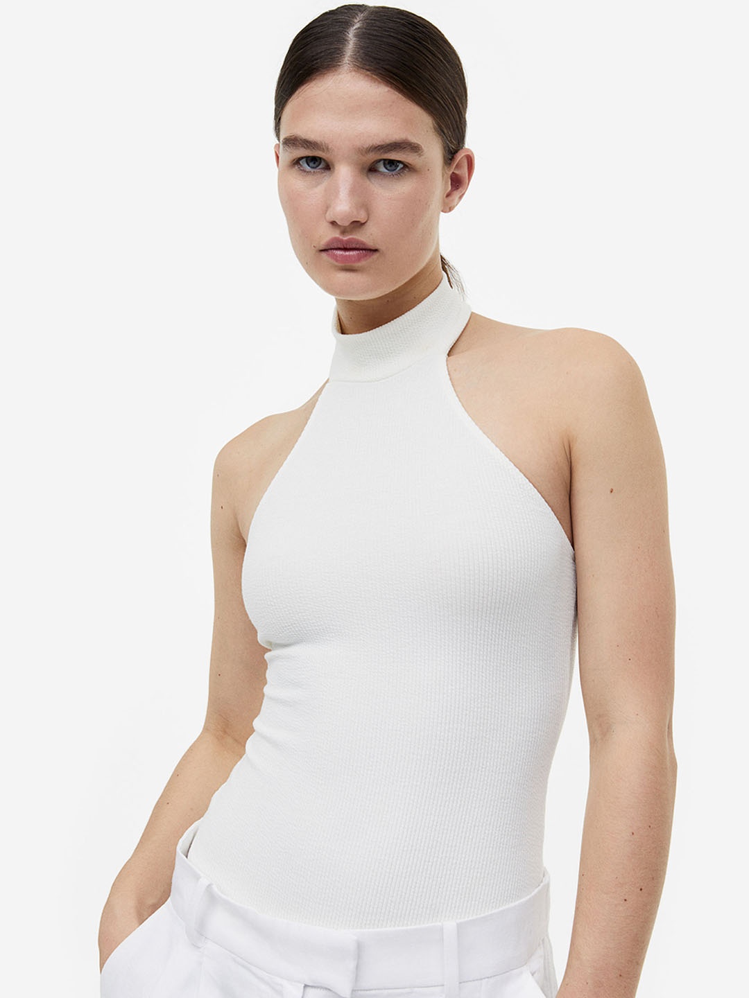 

H&M Halter Neck Thong Bodysuit, White