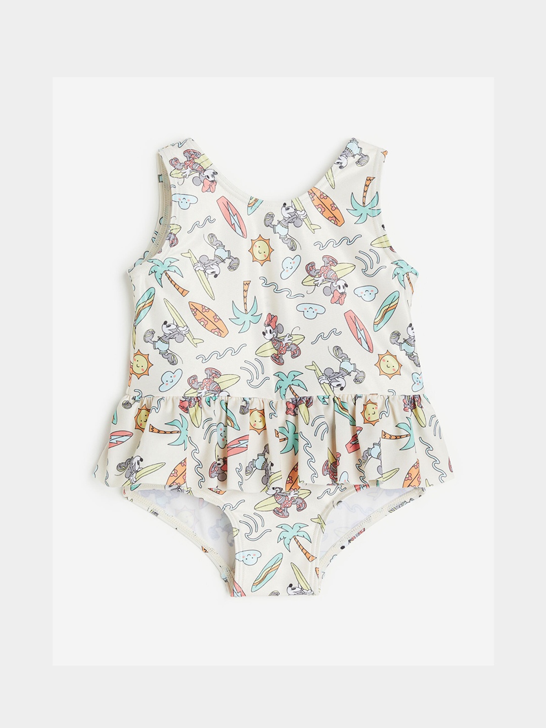 

H&M Infant Girls Flounce-Trimmed Swimsuit, Beige