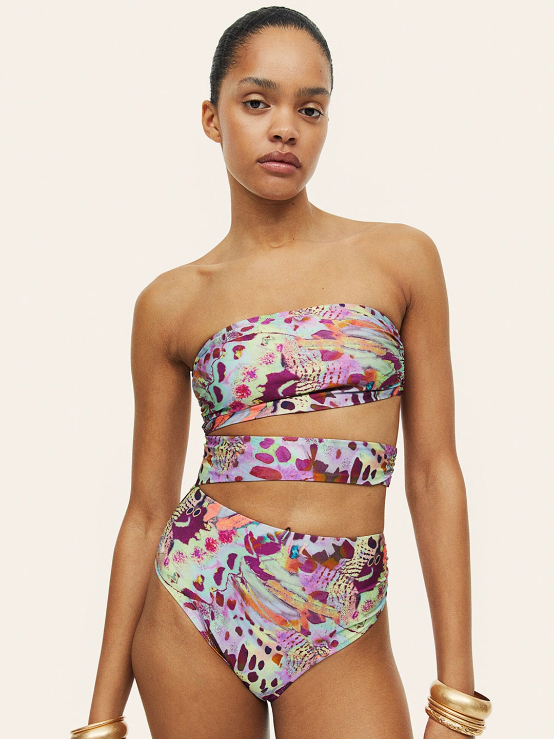 

H&M High Leg Cut-Out Swimsuit, Purple